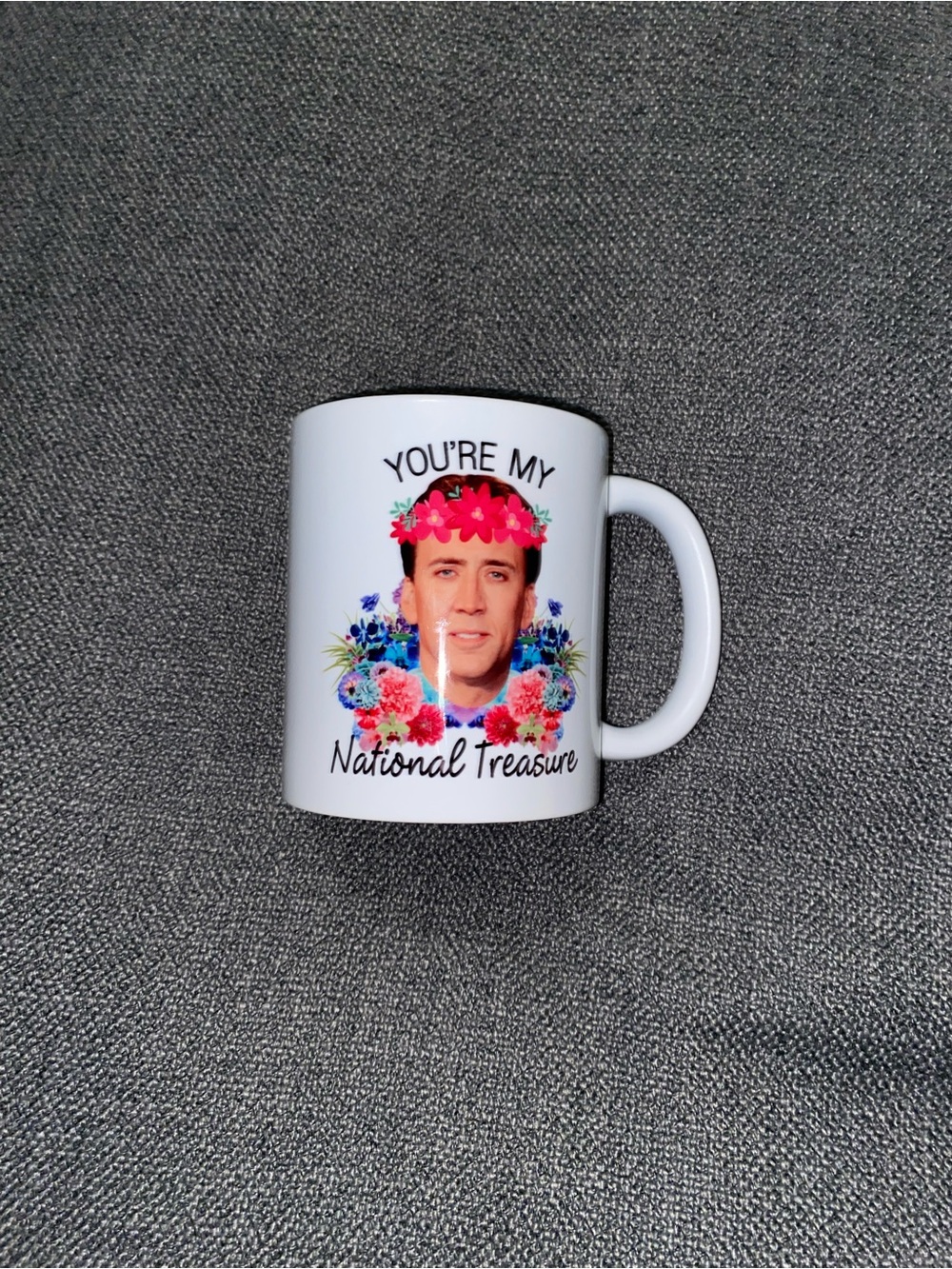 White Floral 'You're My National Treasure' Ceramic Mug